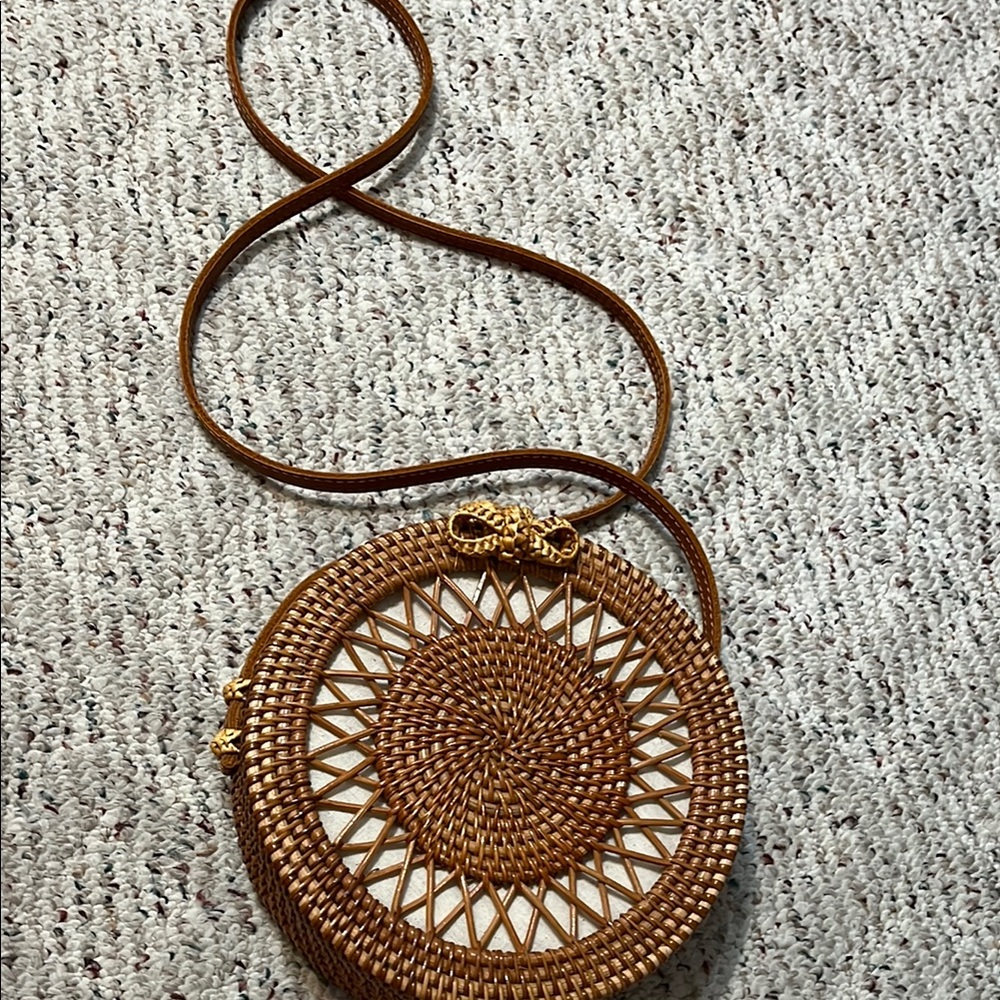 Brown rattan Crossbody Bag